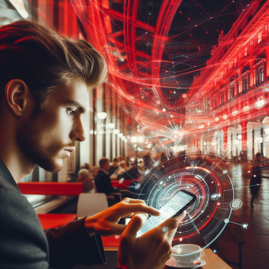 Persona navegando por Internet en un smartphone con plan de datos Global Yo en Austria