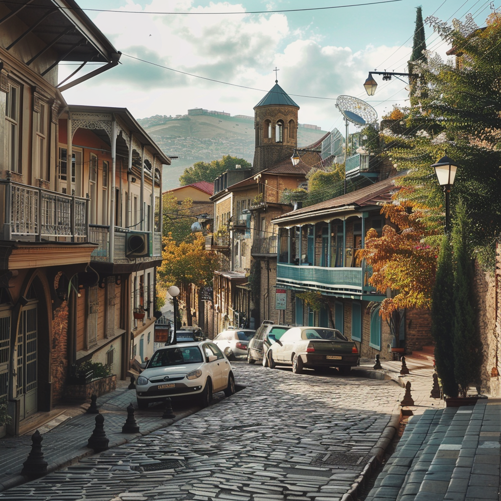 Tbilisi's charming Old City district, known for its cobblestone streets and historic architecture, is among the top cities for digital nomads in the Caucasus region