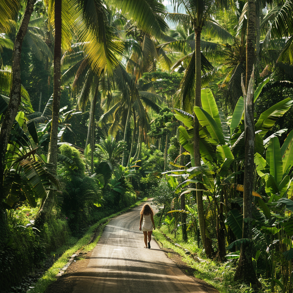 Exploring the lush surroundings of Ubud, Indonesia, under the new digital nomad visa, allowing remote workers to immerse themselves in the culture and beauty of this sanctuary